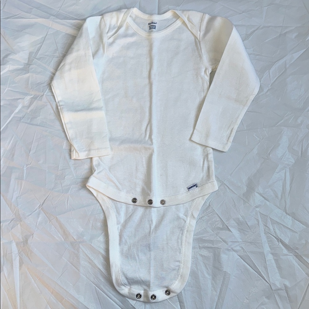 Gerber White Long Sleeve Baby Bodysuit 24 months 100% cotton new without tags